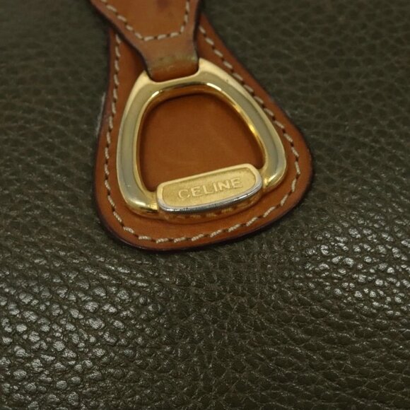 CELINE Shoulder Bag Leather Khaki Gold Auth BA2573 - Picture 10 of 16